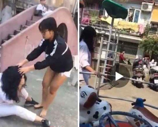 Nữ sinh Hà Nội đánh bạn cùng trường dã man vì nghi bị nhìn đểu