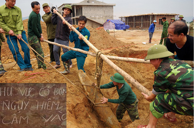 Hủy nổ an toàn quả bom nặng 250kg nguyên kíp nổ ở trường mầm non