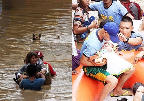 Những hình ảnh quặn lòng khi bão Tembin