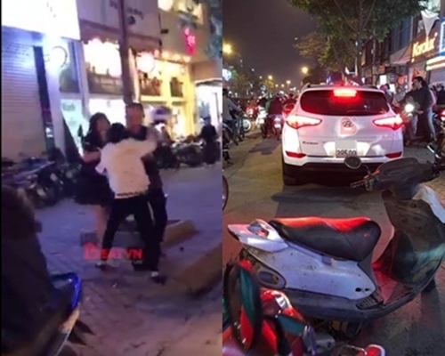 Đánh ghen giữa đường, vợ đau đớn bị chồng đánh mắng, bênh bồ trẻ