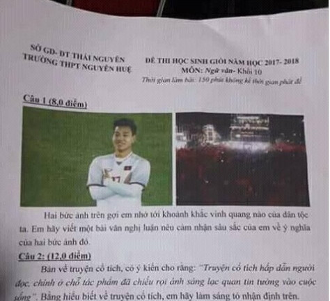 Màn 'khoanh tay ăn mừng' của hậu vệ Văn Thanh được đưa vào đề thi học sinh giỏi