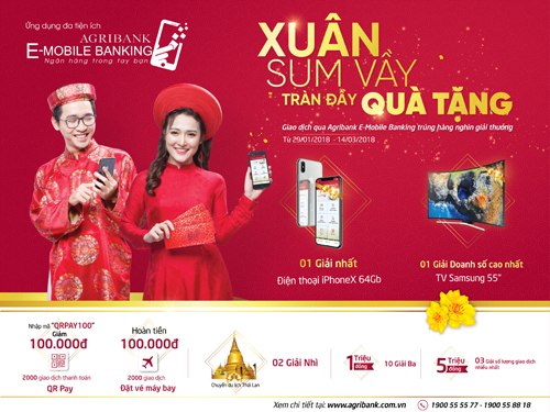 Chương trình khuyến mại “Tết sum vầy, tràn đầy quà tặng cùng Agribank E – Mobile banking”