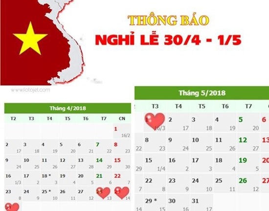 Nghỉ lễ Giỗ Tổ Hùng Vương và 30/4 bao nhiêu ngày?