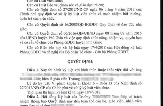 Buộc thôi việc giáo viên bị tố dâm ô nhiều nữ sinh