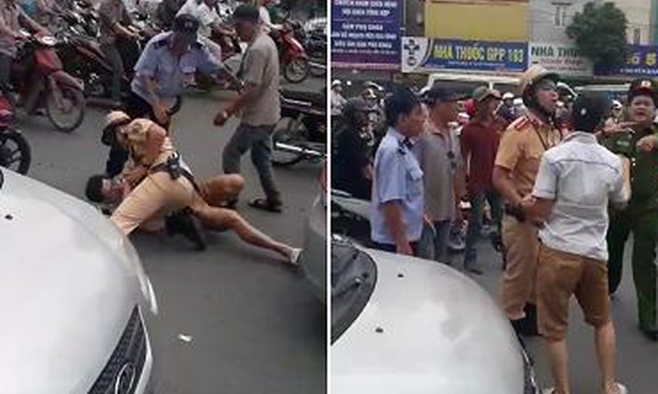 Video: Tài xế taxi vi phạm giao thông bị CSGT quật ngã giữa phố