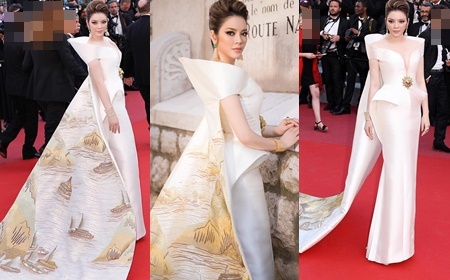 Lý Nhã Kỳ diện váy in hình Vịnh Hạ Long, rạng rỡ trên thảm đỏ Cannes 2018