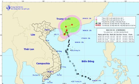 Bão số 2- cơn bão Ewiniar đổ bộ Trung Quốc