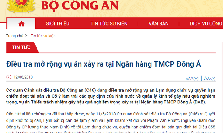 Khởi tố 1 cựu giám đốc liên quan vụ án xảy ra tại Ngân hàng Đông Á