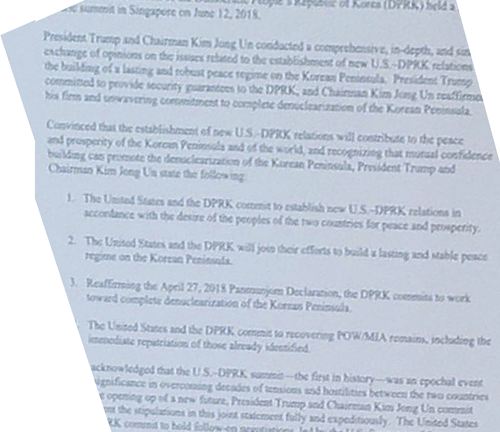 Hé lộ toàn bộ nội dung thỏa thuận ông Trump và ông Kim ký ở Singapore