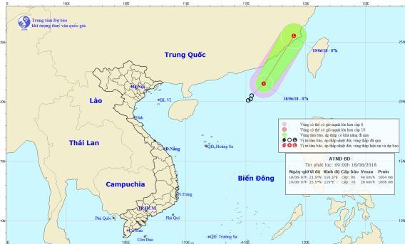 Áp thấp nhiệt đới giật cấp 8 hoạt động mạnh ở khu vực Bắc Biển Đông