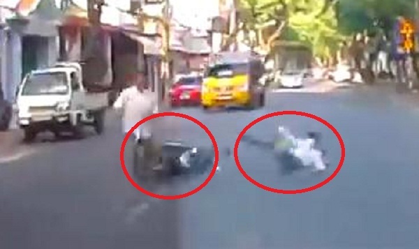 Video: Nam thanh niên đi xe máy ngã như phim hành động