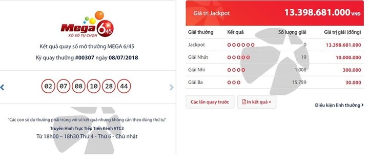 Kết quả xổ số Vietlott hôm nay 11/7/2018: Jackpot đang leo đến mốc nào?