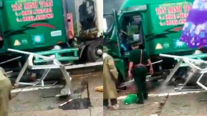 Xe container tự trôi đâm thẳng vào bốt gác khiến Trung tá Biên phòng tử vong