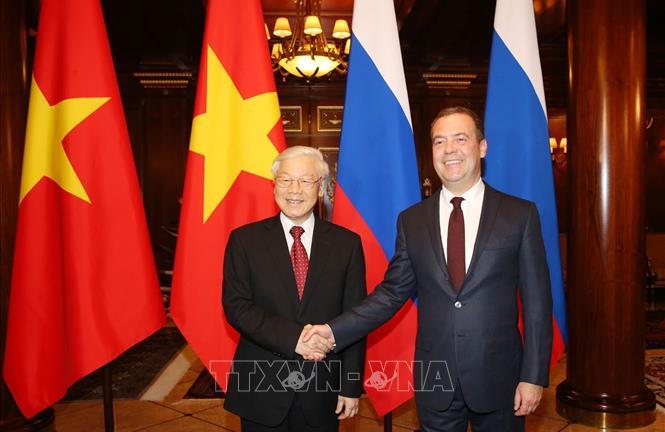 Tổng Bí thư Nguyễn Phú Trọng hội kiến Thủ tướng Nga, Chủ tịch Đảng nước Nga thống nhất