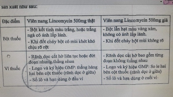 Cục Quản lý Dược yêu cầu truy tìm thuốc Lincomycin 500mg giả trên thị trường