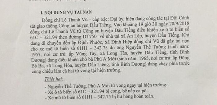 Điều tra vụ đại úy CSGT gây tai nạn làm chết 2 người