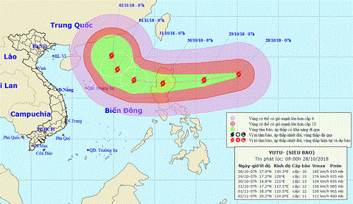 Siêu bão Yutu giật trên cấp 17 tiến sát Biển Đông, sức gió 200km/h