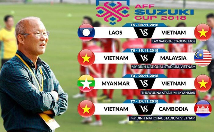 Lịch thi đấu chi tiết của đội tuyển Việt Nam tại AFF Suzuki Cup 2018