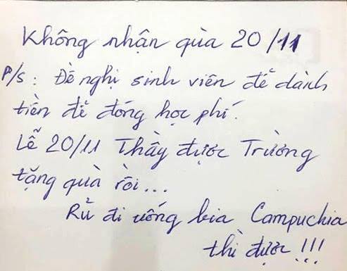 Dân mạng truy tìm danh tính thầy giáo dễ mến, tuyên bố không nhận quà 20/11