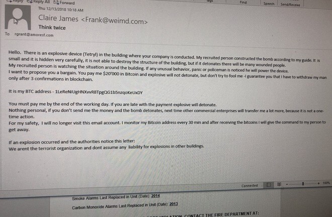 Hàng loạt địa chỉ tại Mỹ bị đe dọa đánh bom, tống tiền bitcoin