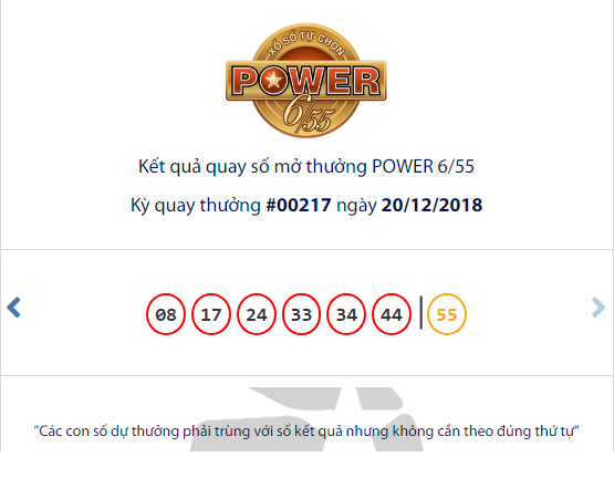 Kết quả xổ số Vietlott hôm nay 20/12/2018: 12 người 