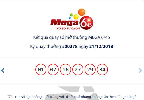 Kết quả xổ số Vietlott hôm nay 21/12/2018: Jackpot hơn 19 tỷ đồng vẫn 