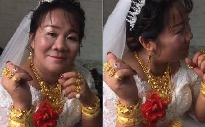 Cô dâu hạnh phúc đeo vàng trĩu cổ trong ngày cưới, nhìn sang chú rể còn bất ngờ hơn