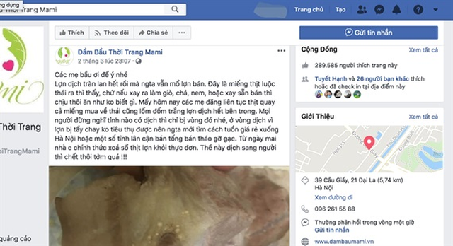 Tung 'tin vịt' về dịch tả lợn Châu Phi, chủ một tài khoản Facebook bị phạt 20 triệu đồng