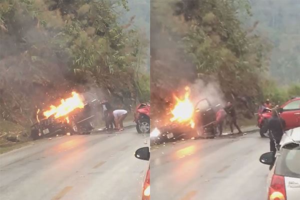 Tin tai nạn giao thông mới nhất ngày 16/3/2019: Xế hộp bốc cháy dữ dội sau va chạm xe bán tải