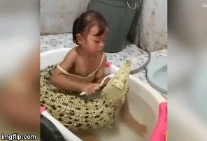 Sốc: Bé gái Indonesia thản nhiên đánh răng cho cá sấu 