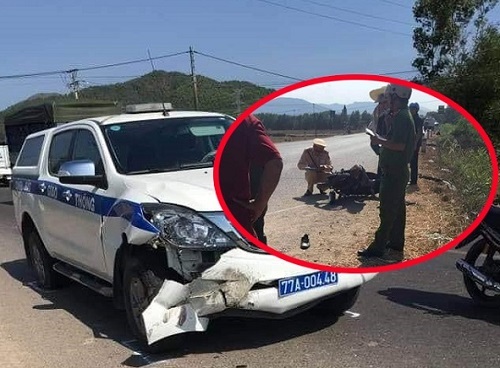 Bình Định: Xe CSGT va chạm với xe máy, 1 người tử vong