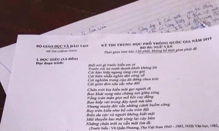 Xác minh thông tin thí sinh chụp đề thi môn Ngữ Văn tung lên mạng xã hội ngay khi còn trong phòng thi
