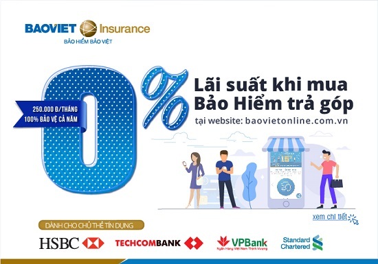 Ưu đãi mua bảo hiểm Bảo Việt trả góp lãi suất 0%