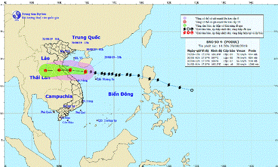 Bão số 4 giật cấp 11, cách đất liền 350km, có thể đổ bộ sớm vào sáng mai (30/8)