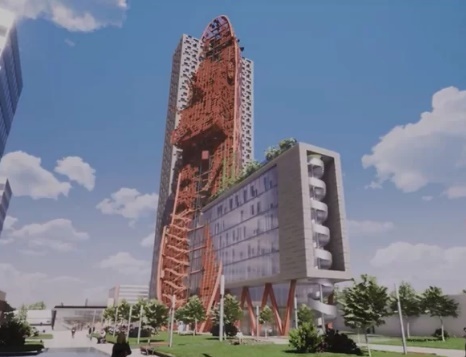 Kiến trúc khác thường của tòa nhà cao 135 m thiết kế giống con tàu dựng đứng