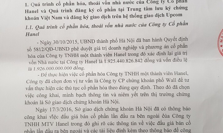 Bài 1: Những bất thường trong quá trình cổ phần hóa tại Công ty Hanel