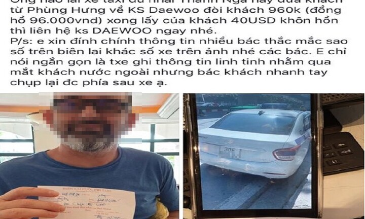 Xôn xao khách Tây bị tài xế taxi ‘chặt chém’ gần 1 triệu đồng khi đi 4km