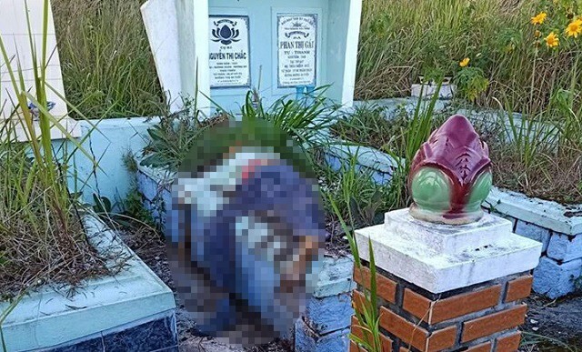 Đi viếng mộ, rợn người phát hiện thi thể úp mặt lên ngôi mộ