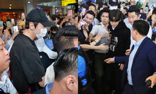 Lee Kwang Soo, Ji Chang Wook bị fan Việt vây kín ở sân bay Nội Bài