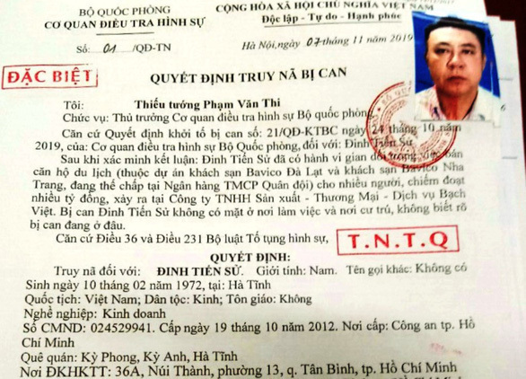 Bắt nguyên Tổng giám đốc Bavico Đinh Tiến Sử bị truy nã trong lúc lẩn trốn tại Huế