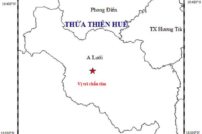 Thừa Thiên – Huế: Xảy ra động đất mạnh 2,4 độ richter ở huyện A Lưới