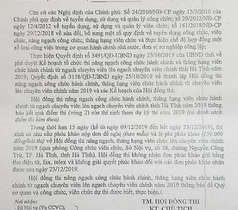 Hà Tĩnh: 4 lãnh đạo chủ chốt thi trượt chuyên viên chính