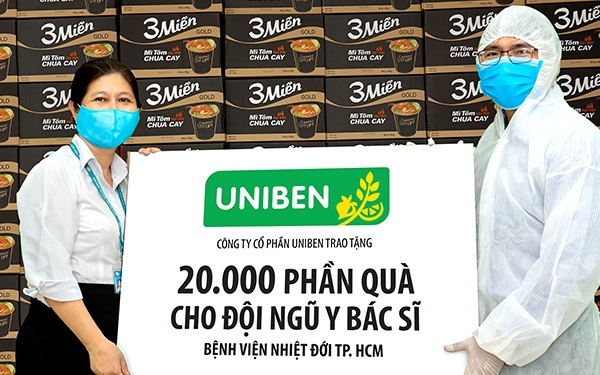 Uniben trao tặng 150.000 bữa ăn dinh dưỡng từ Mì 3 Miền và Nước trái cây Joco cho đội ngũ Y Bác sĩ các bệnh viện tuyến đầu