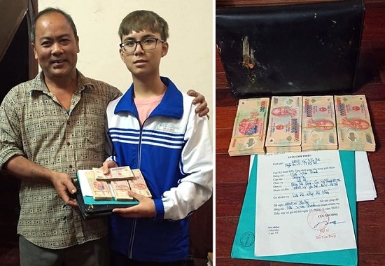 Hà Nội: Nhặt được túi đựng tiền, nam sinh lớp 10 trả lại cho thượng tá quân đội