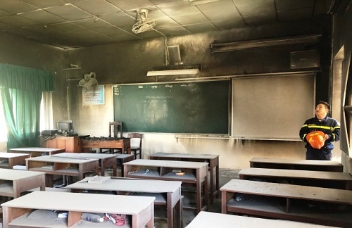 Đà Nẵng: Cháy phòng học nhạc ở trường THCS Lê Hồng Phong