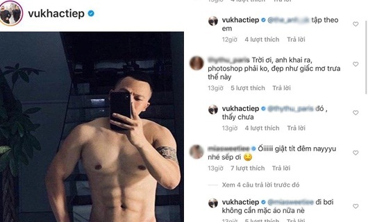 Vũ Khắc Tiệp hiếm hoi cởi áo khoe body cơ bắp cuồn cuộn và cái kết