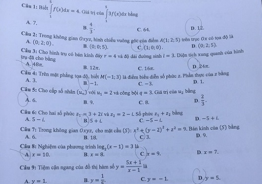 Đáp án môn Toán 24 mã đề tốt nghiệp THPT 2020 chuẩn nhất, chính xác nhất
