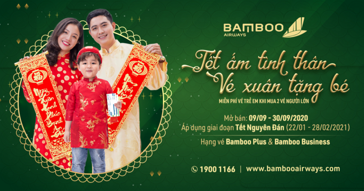 Mừng xuân Tân Sửu, Bamboo Airways “lì xì” bé hành trình bay Tết