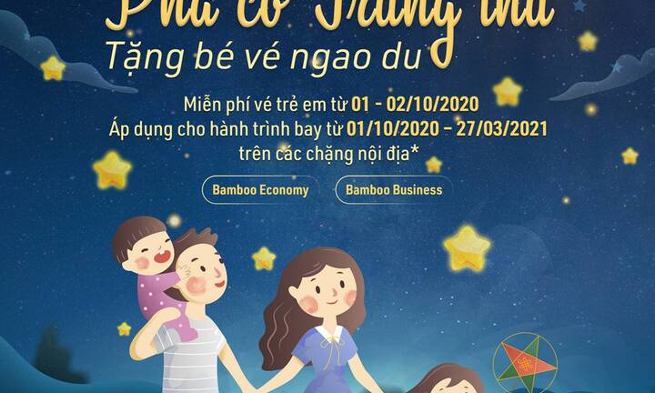 Trẻ em được tặng vé bay Bamboo Airways miễn phí nhân dịp Trung thu