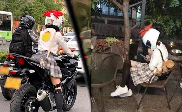 Bị gái xinh lái xe phân khối lớn